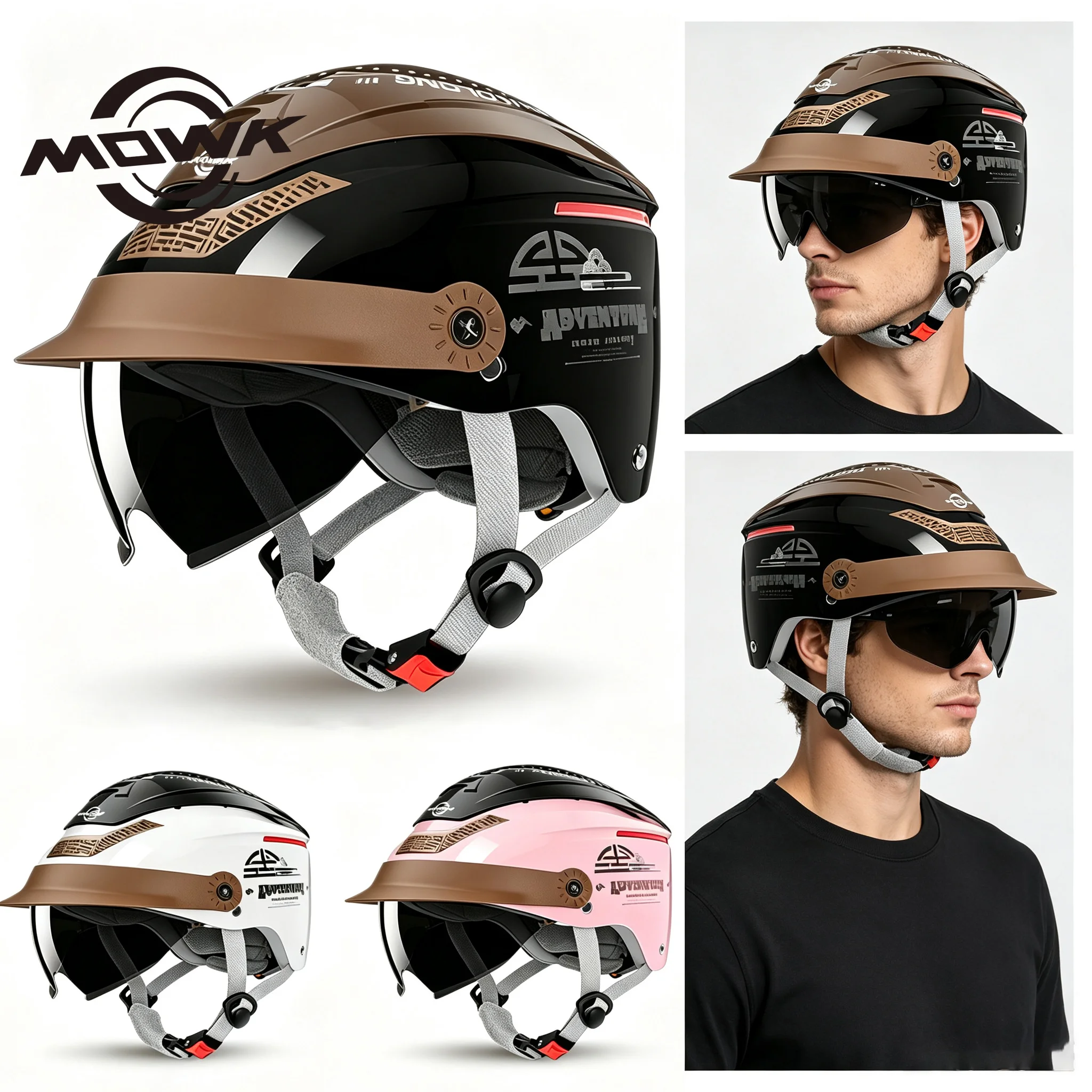 MOWK Summer Motorcycle Helmet Men Women Lightweight Large Sunroof Breathable Electric Jet Scooter Half Helmets MTB Bike Helmets