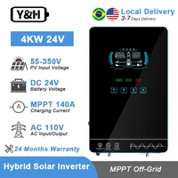 Inversor Solar híbrido Y & H 4KW DC24V 120VAC fuera de la red inversor de onda sinusoidal pura construcción cargador Solar MPPT 140A