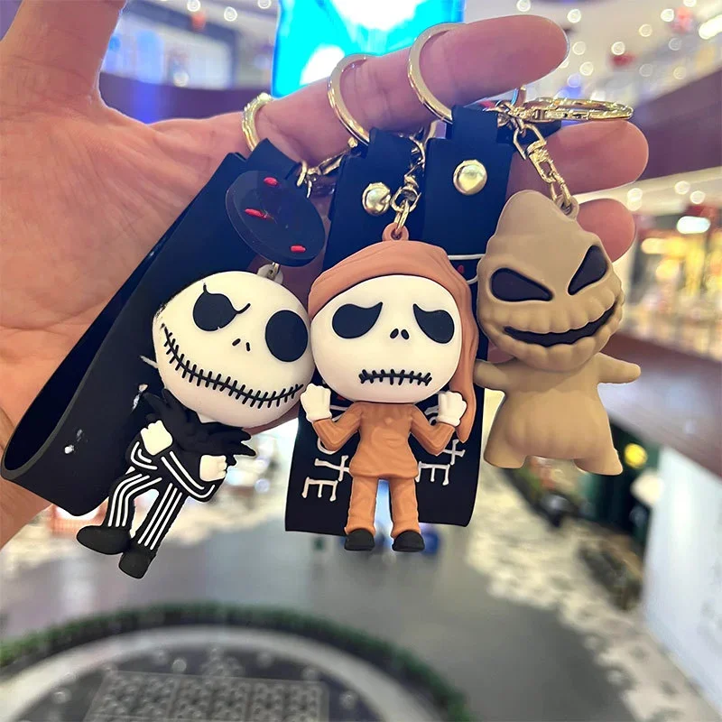 Cute Halloween Horror Keychain Funny Car Pendant  Cartoon Skeleton Keyring Easter Gift Bag Pendant Life Decoration Key Chains