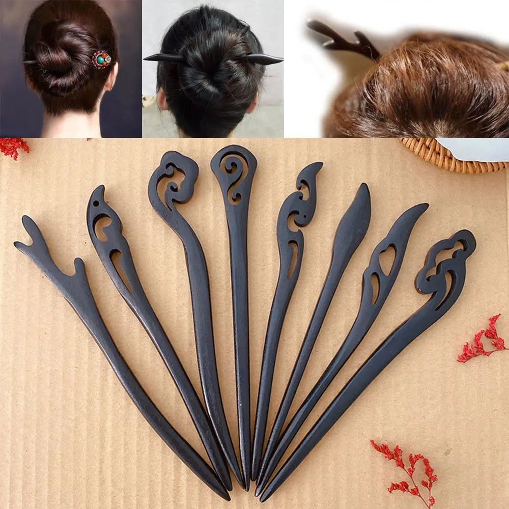 Fashion Handmade Chopstick Hair Stick Wood Carved Hairpin Hair Clips Accessories Women Retro Style Hair Styling Tools Women Gift