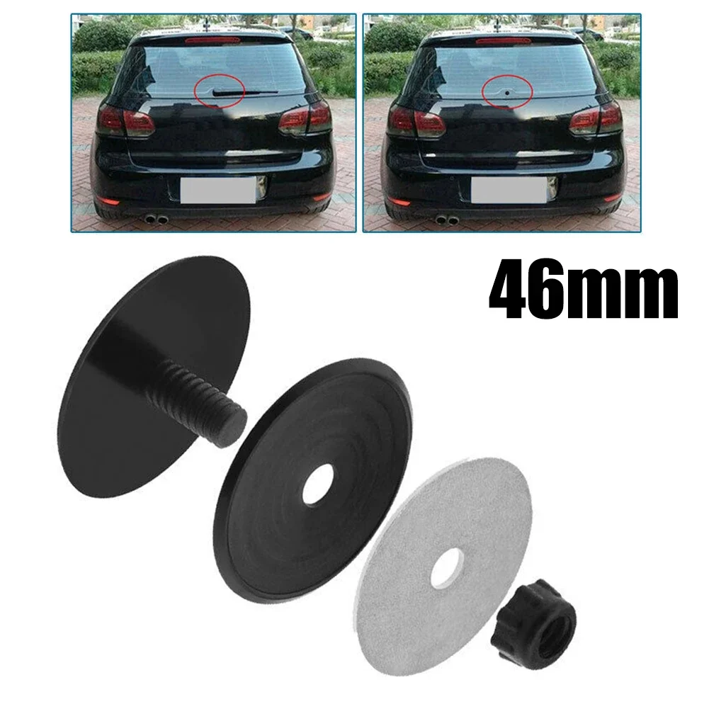 Black Car Rear Windscreen Wiper Hole Plug Antenna Hole Cover Plug Wiper Cover Wiper Cap 46mm Replace Car Accessories