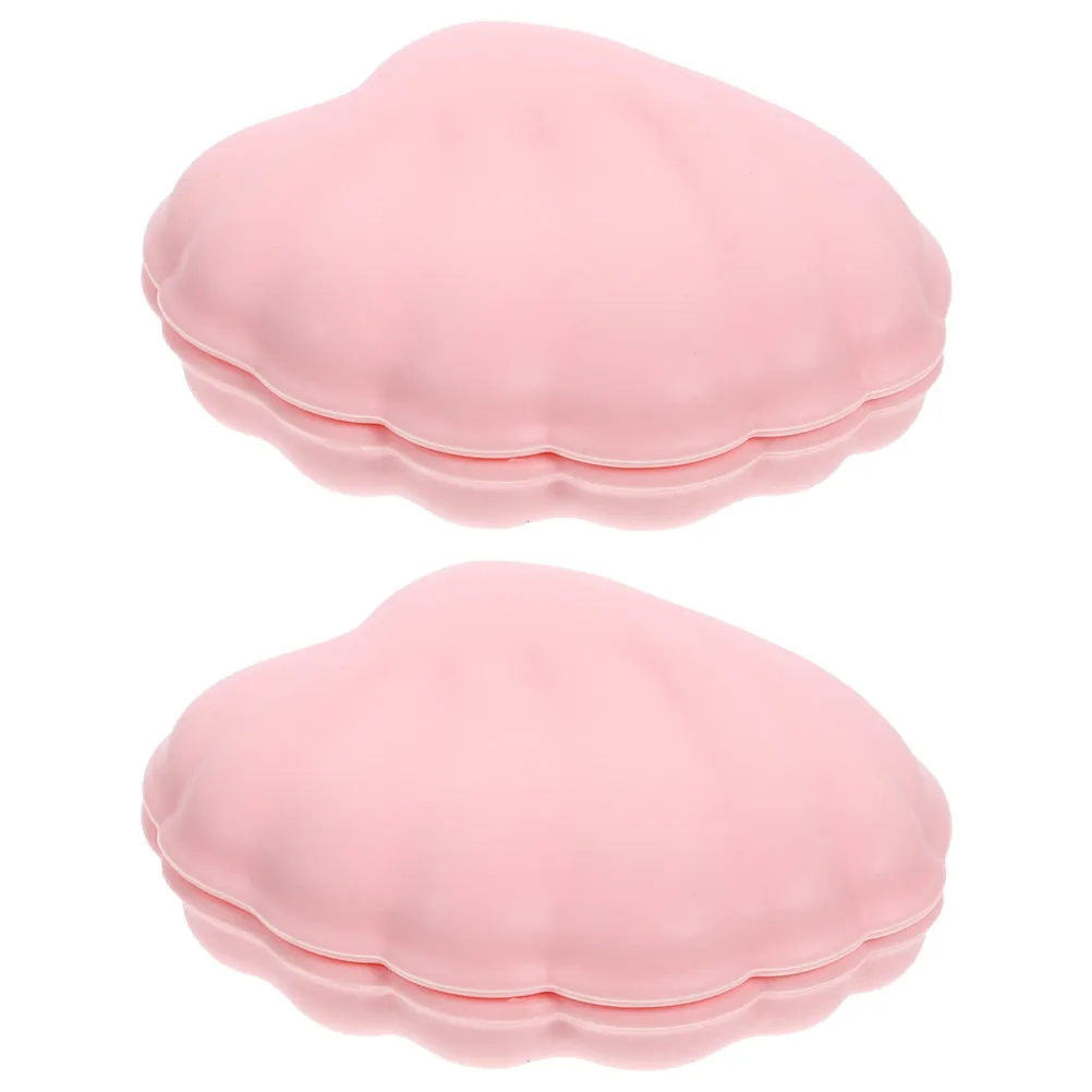 

2Pcs Shell Jewelry Storage Box Silicone Portable Drop Resistant Seashell Shape Jewelry Dish Trinket Holder Organizer