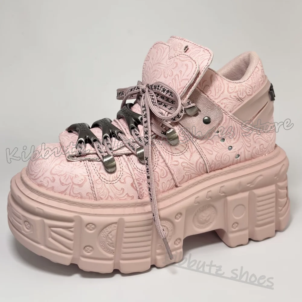 

Embroidery Sneaker Ankle Boots Platform Round Toe Thick Bottom Punk Rock Gothic Dark Fashion Novelty Sexy Spicy Girls Shoes New