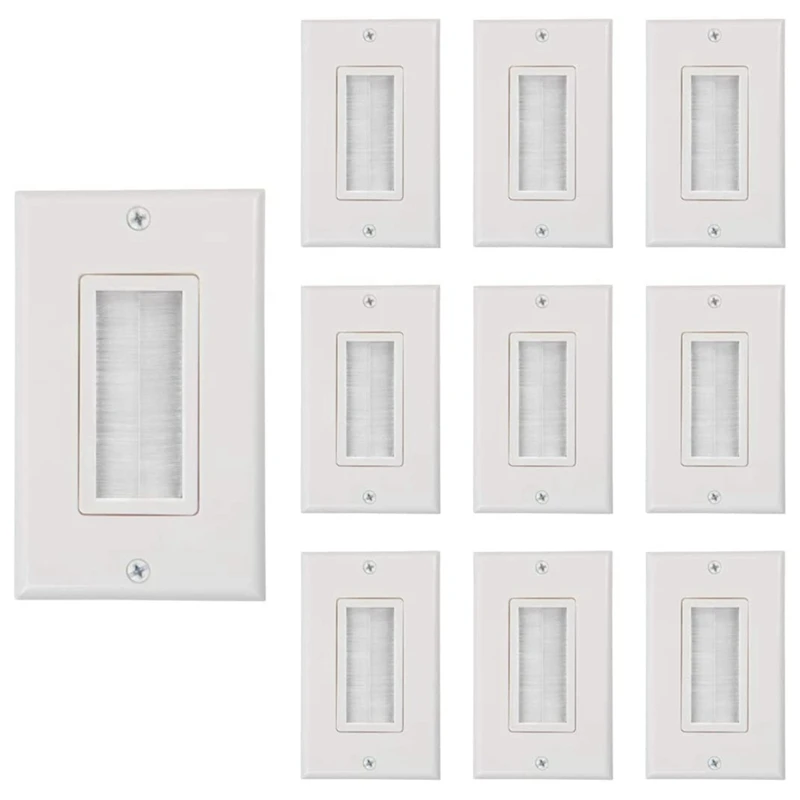 Brush Wall Plate,Decora Style, Cable Pass Through Insert For Wires, Single Gang Cable Access Strap,Wall Socke