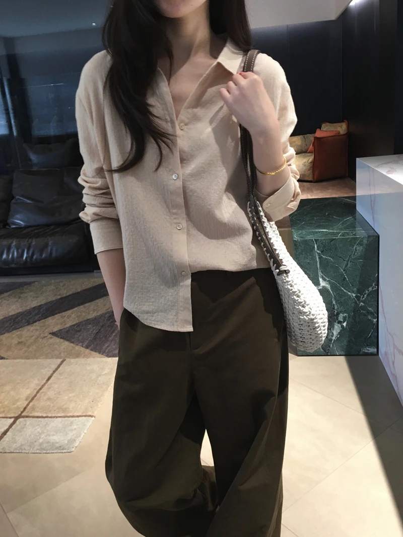 

Рубашка женская Cuijia из длинноволокнистого хлопка с цветным плетеным узором в мелкий квадрат, повседневный стиль, чистый хлопок, с длинным рукавом