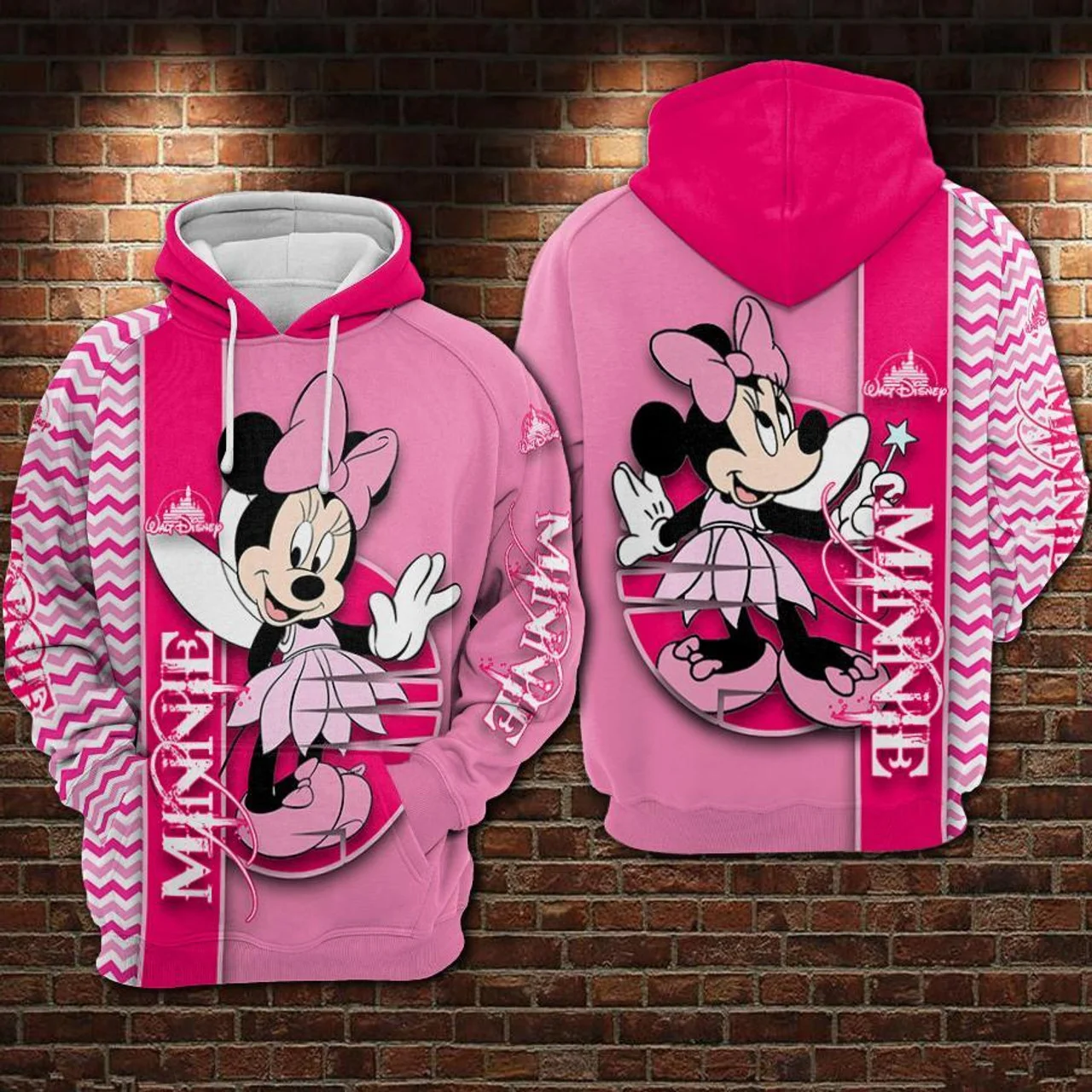 Disney Minnie Mouse 3D All Over Print Hoodie Disney 3D Hoodie Zip Hoodie