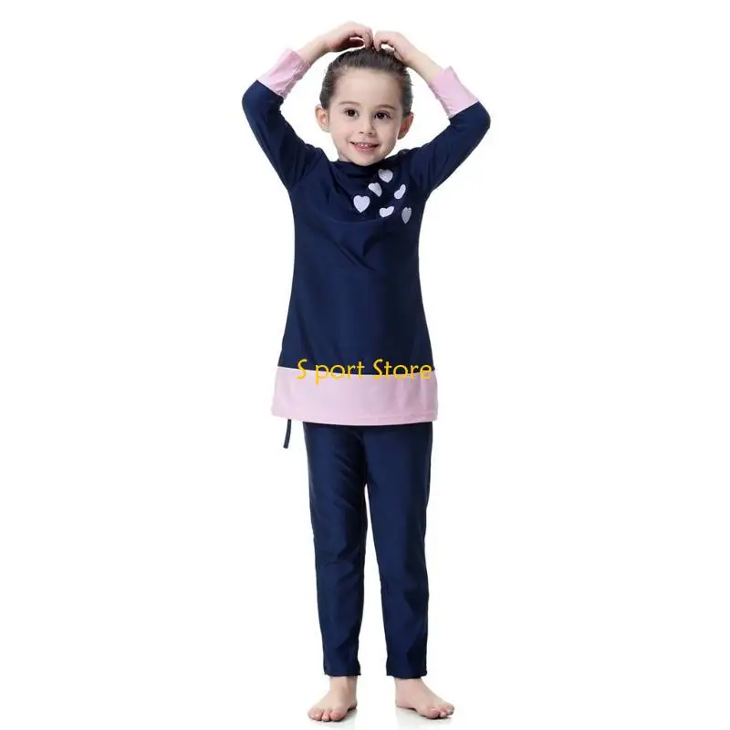 

U2JB Children Swimming Costume Set Muslims Swimsuits Girls Full Cover Bathing Suit Modest Swimwear for Beachwear