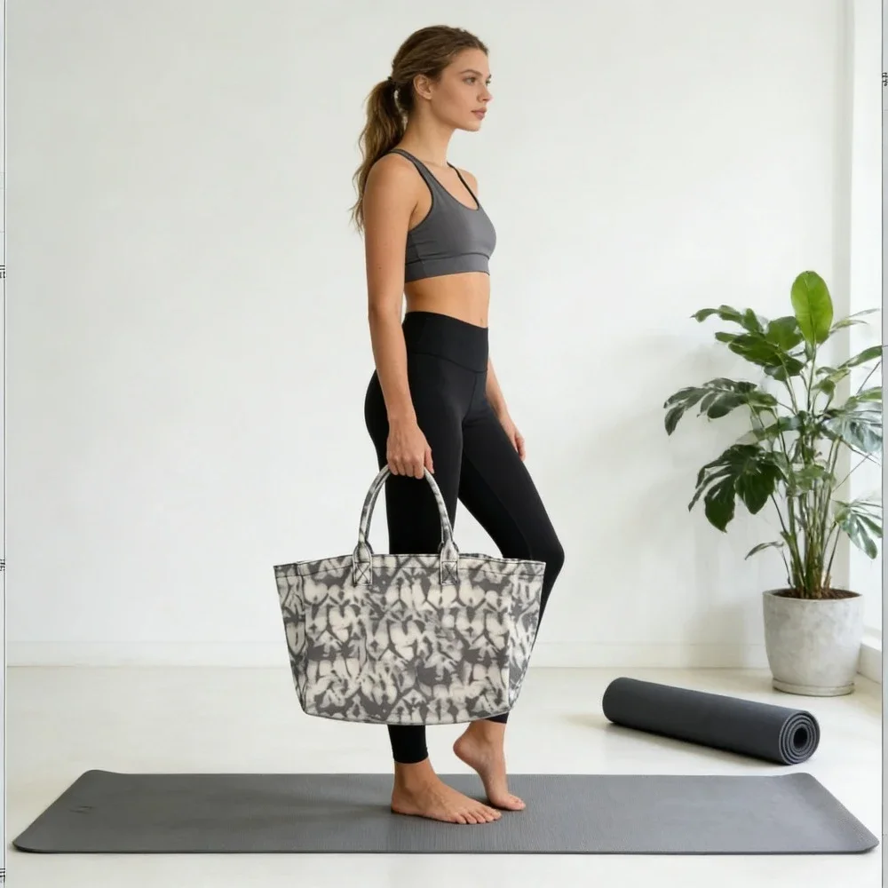 Trend Fitness Bag Shoulder Bag Fashion Yoga Shoulder Canvas Bag Women's Large Capacity Tote Bag Shopping Bag Sports and Leisure