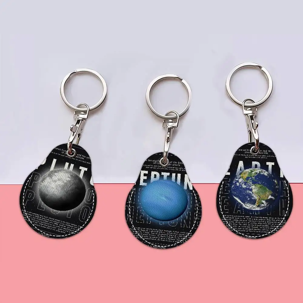 خمر الفضاء علم الفلك الرسم البياني القمري بو الجلود المفاتيح واقية قفل الباب التحكم في الوصول العلامات حافظة للبطاقات مفتاح العلامة الدائري #2