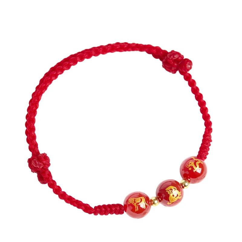 Sanhe Liuhe Snake Year Natal Year Red Rope Bracelet 2025 Genus Snake Red Hand Rope Braided Rope Tai Sui Agate Bracelet