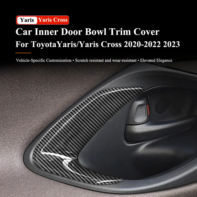 

2PCS Car Inner Door Handle Frame Panel Door Bowl Trim Cove For Toyota Yaris Cross 2020-2022 2023 Styling Interior Accessories﻿