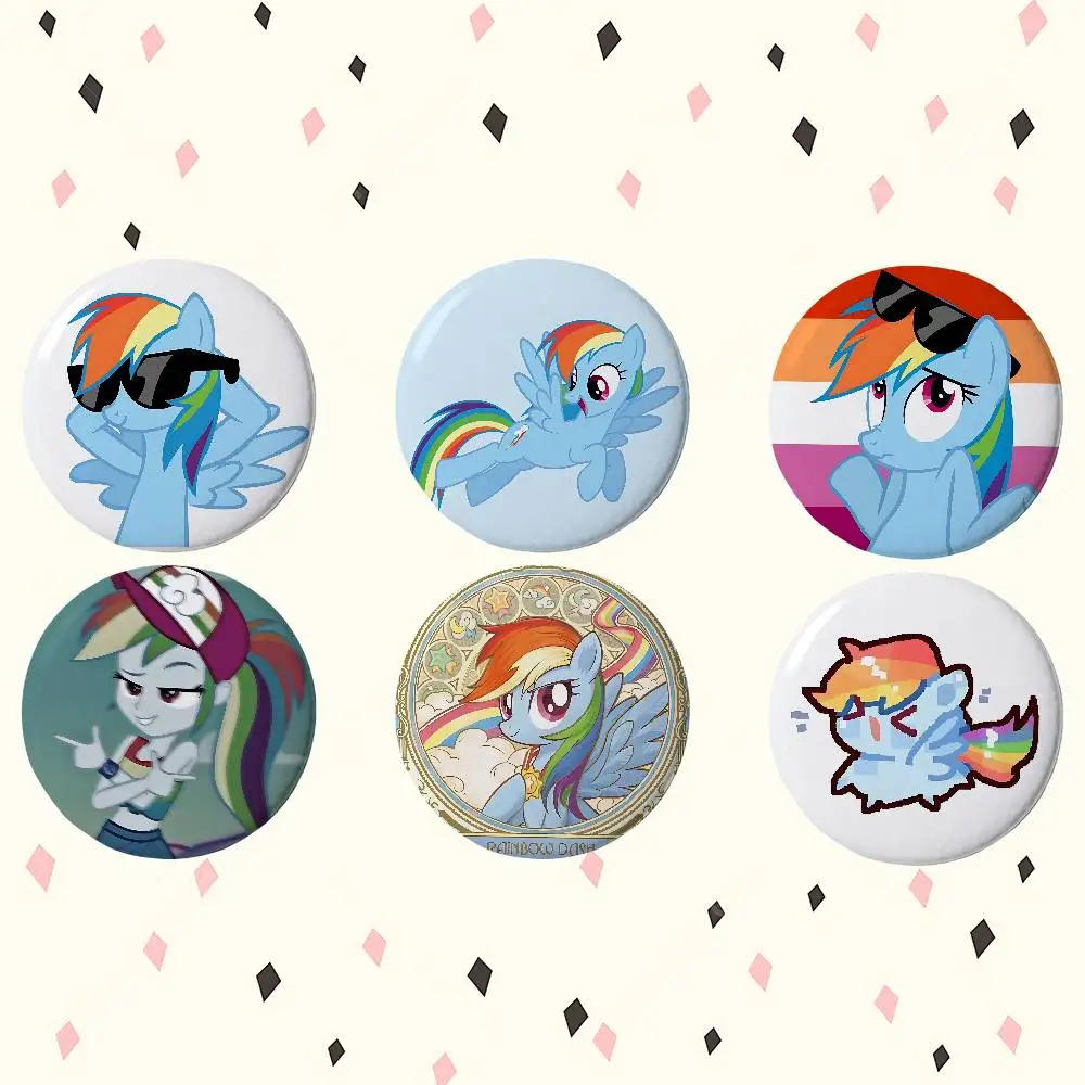 Niedliches R-Regenbogen D-Dash S Anime Rundes Laser-Abzeichen Cartoon-Brosche Kleidung Rucksack Accessoires Anstecknadel