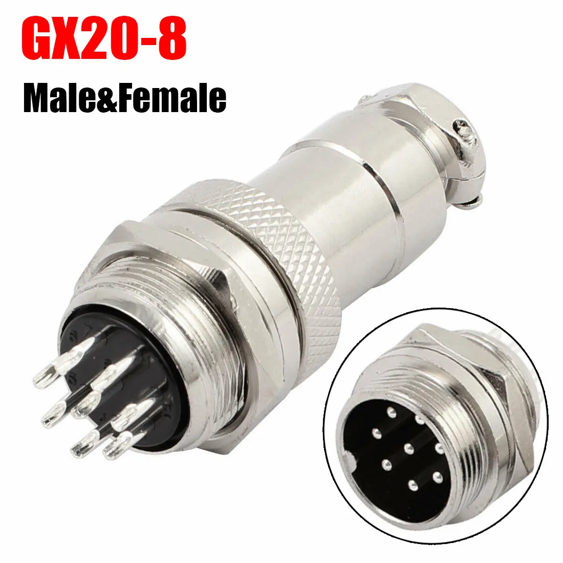 GX20 8Pin 20mm Panel Mounting Metal Connector with Socket for High Vibration Environments in Aviation and Construction
