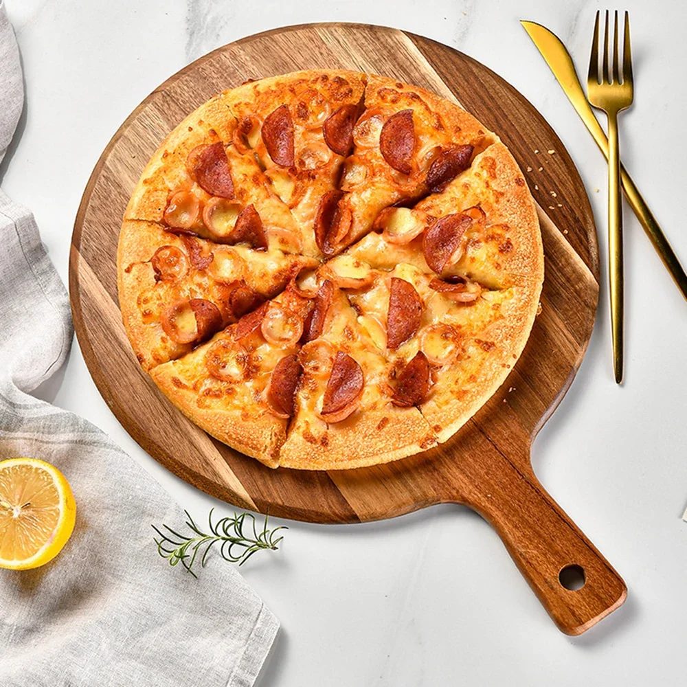 Holz Pizza Brett rund mit Hand Pizza Backblech Pizza Stein Schneide brett Platte Kuchen Back geschirr Werkzeuge