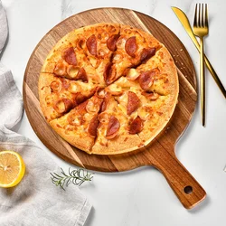 Wooden Pizza board Round with Hand Pizza Baking Tray Pizza Stone Cutting Board Platter Cake Bakeware Tools