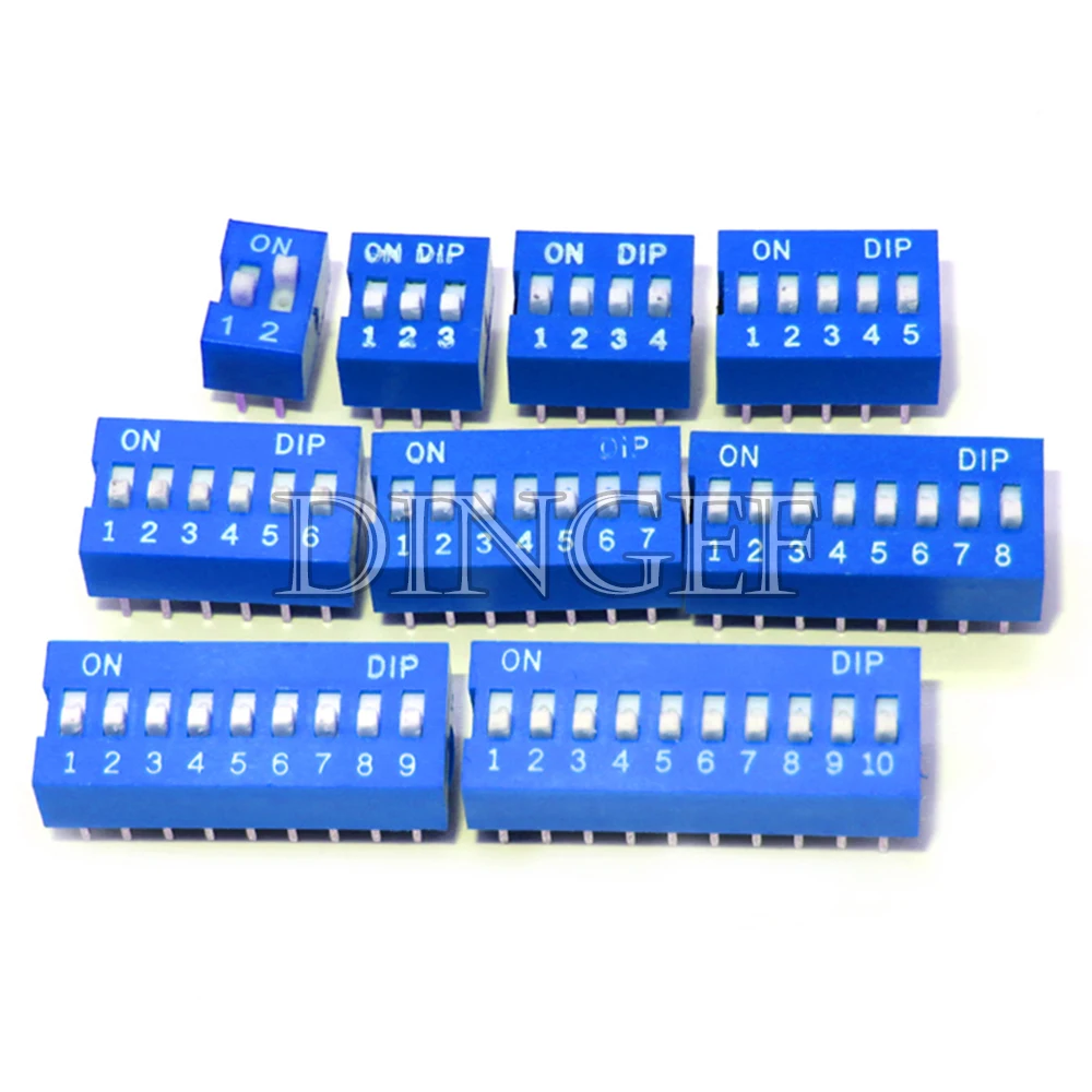 5PCS Slide Type Switch Module 1 2 3 4 5 6 7 8 10PIN 1.27 2.54mm Pitch Toggle Switch Snap Switch DIP SMD DIP Switch Connector