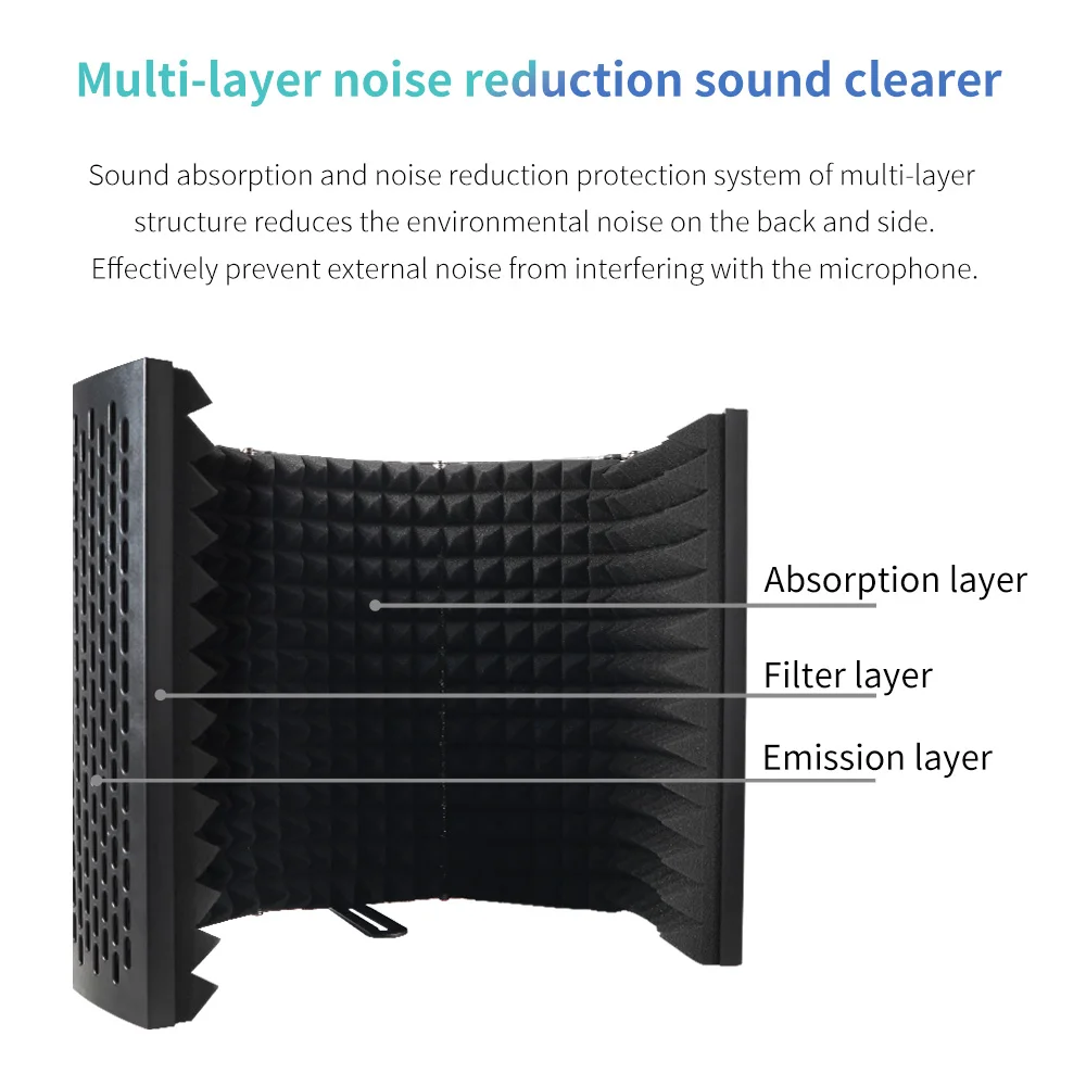 G-MARK 5 Panel Reflection Filters Professional Studio Recording Microphone Isolation Shield Suitable For Any Condenser Mic