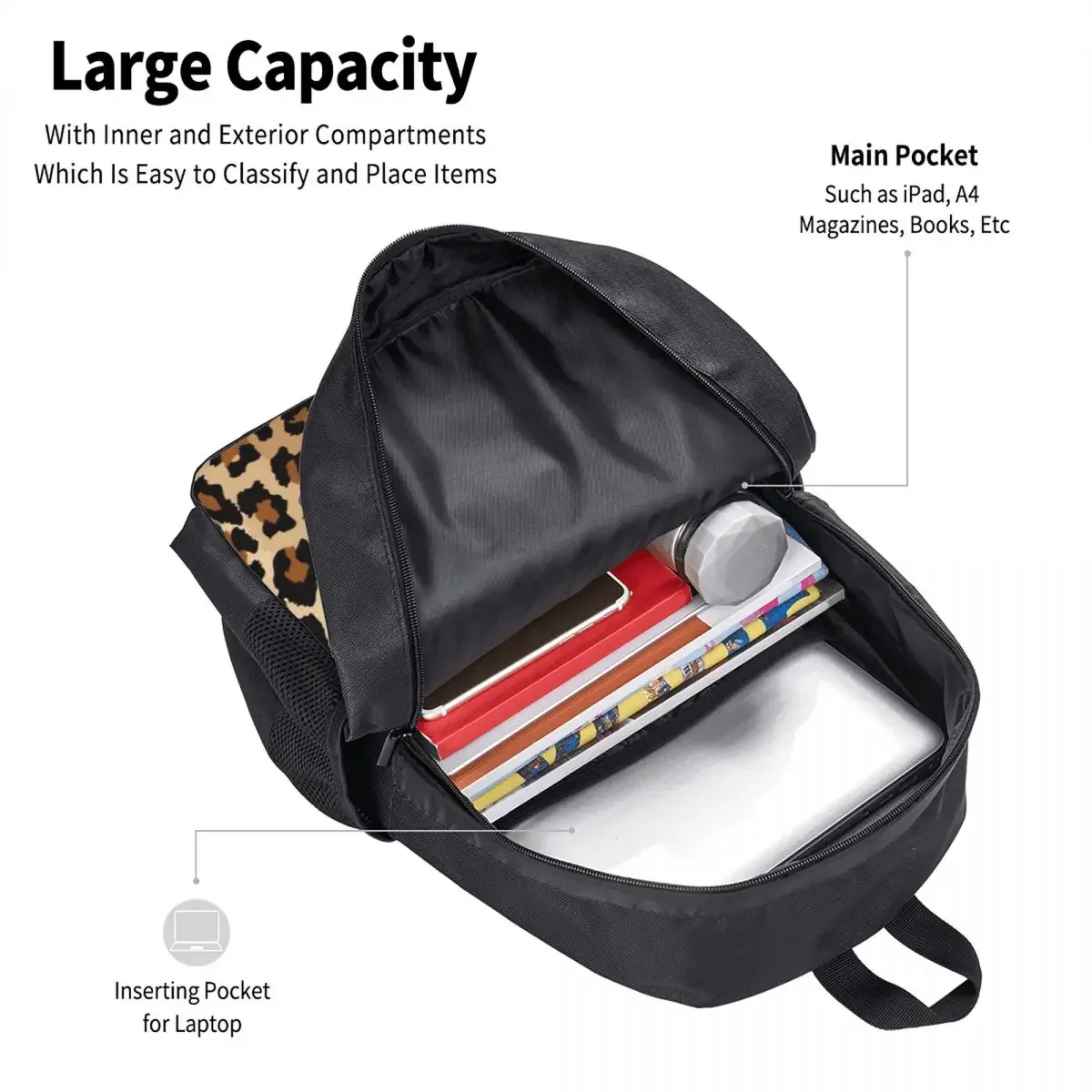 Leopard print for boys and girls, children's backpacks, laptops, shoulder bags