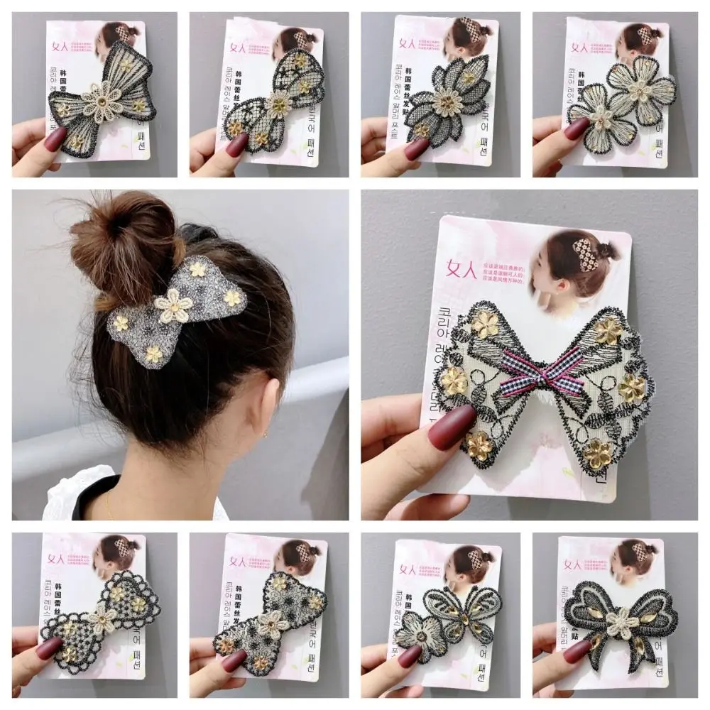

Cute Flower Seamless Magic Paste Bow Butterfly Bangs Paste Headwear Cutting Salon Acessories Ladies