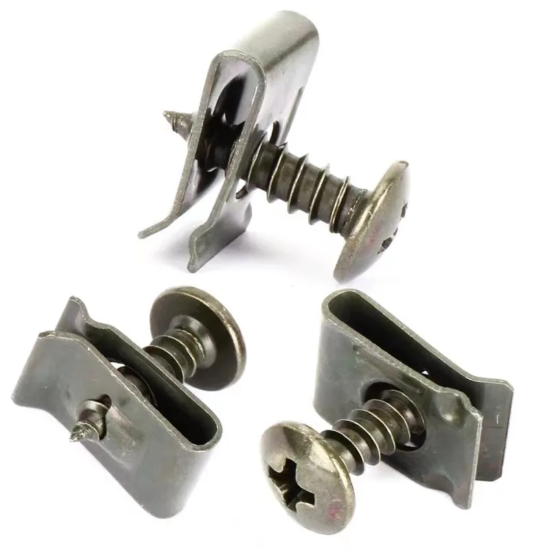 50 Sets Self-tapping Screw Clips M4 M5 Motorcycle Car Scooter ATV Moped Ebike Plastic Cover Metal Retainer Motorcar