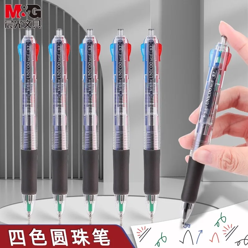 

Механическая шариковая ручка M&G 4 в 1, многоцветная, многоцветная, выдвижная ручка, гладкое письмо, 4 цвета