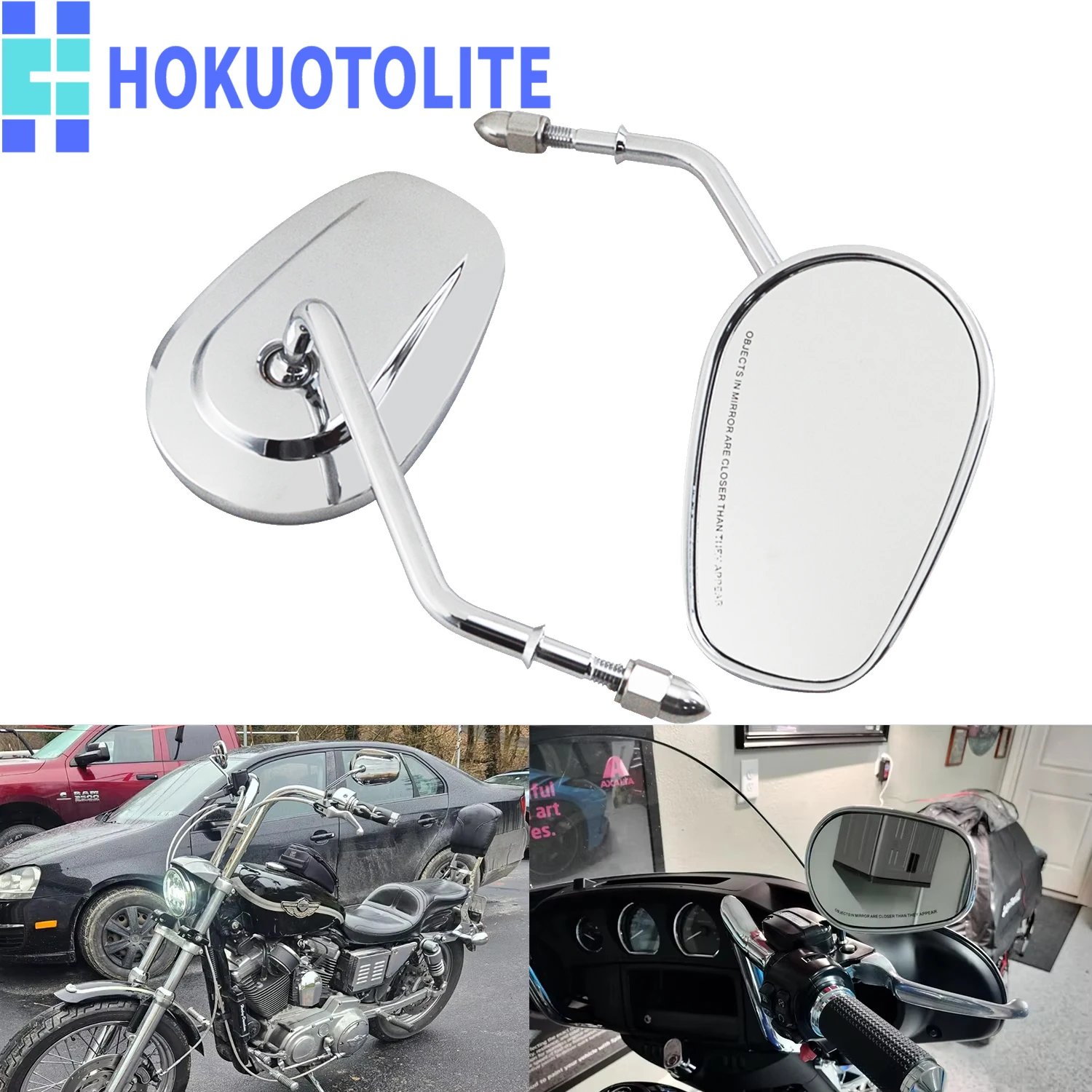 

Motorcycle Side Long Stem Rearview Mirrors Handlebar 5/16" Mount Kit For Harley Sportster 1200 883 Dyna Electra Glide Road Glide