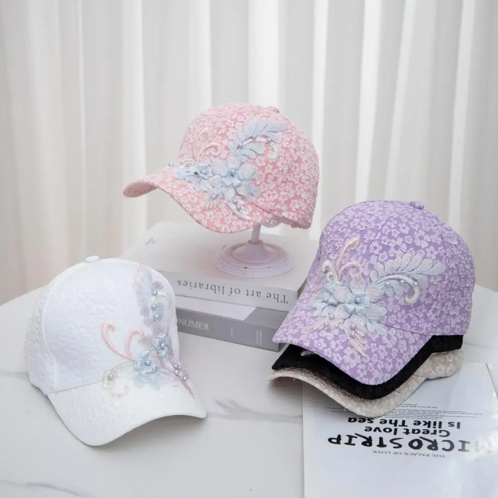 New Chinese Style Baseball Cap Embroidered Phoenix tail Lace flower  Duckbill Cap Fashionable Sun Protection Versatile Sun Hat