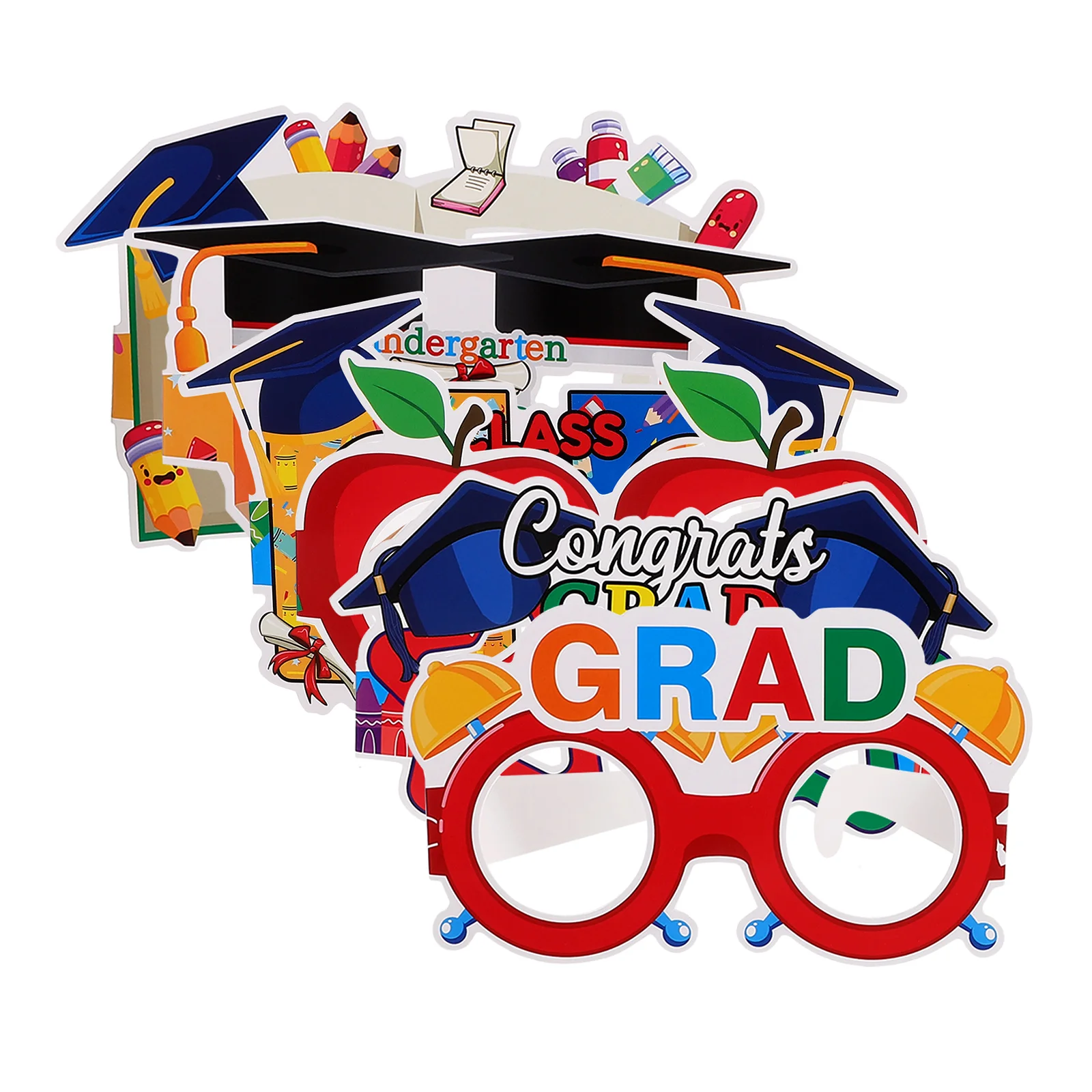 

6pcs Paper Glasses Photo Props for Graduation 2024 Party Eyewear Kindergarten Ceremonies Kids Frames Preschool Accessories