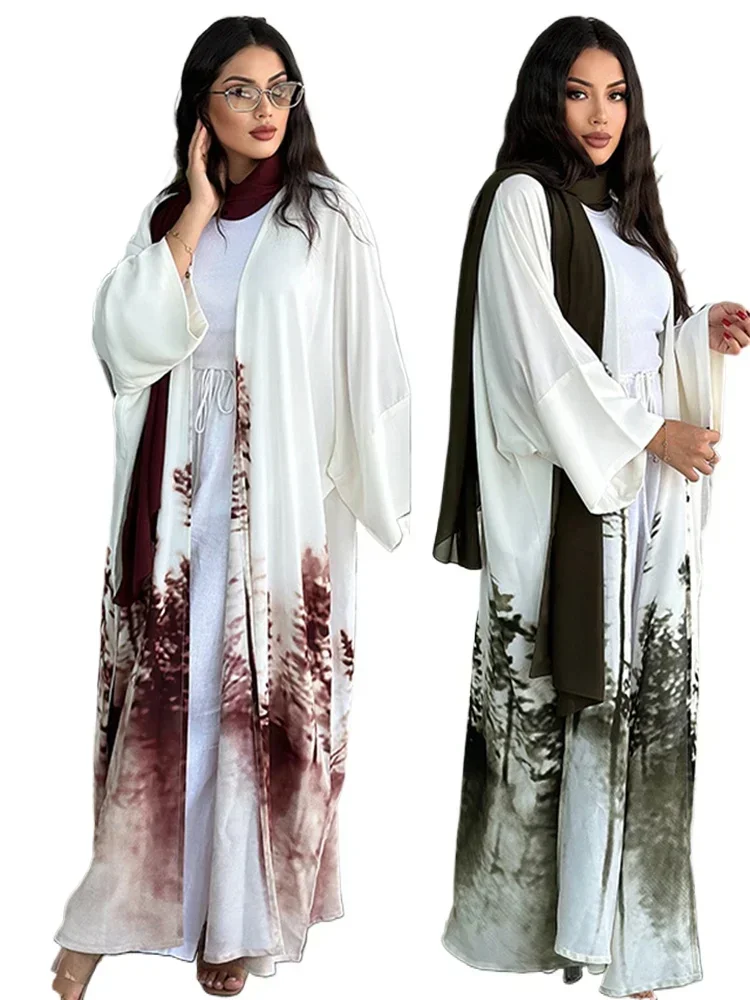 2025 Summer Tie Dyeing Color Open Kimono Abaya Dubai Muslim Kaftan Dress Islamic Clothing Abayas For Women Caftan Marocain Femme