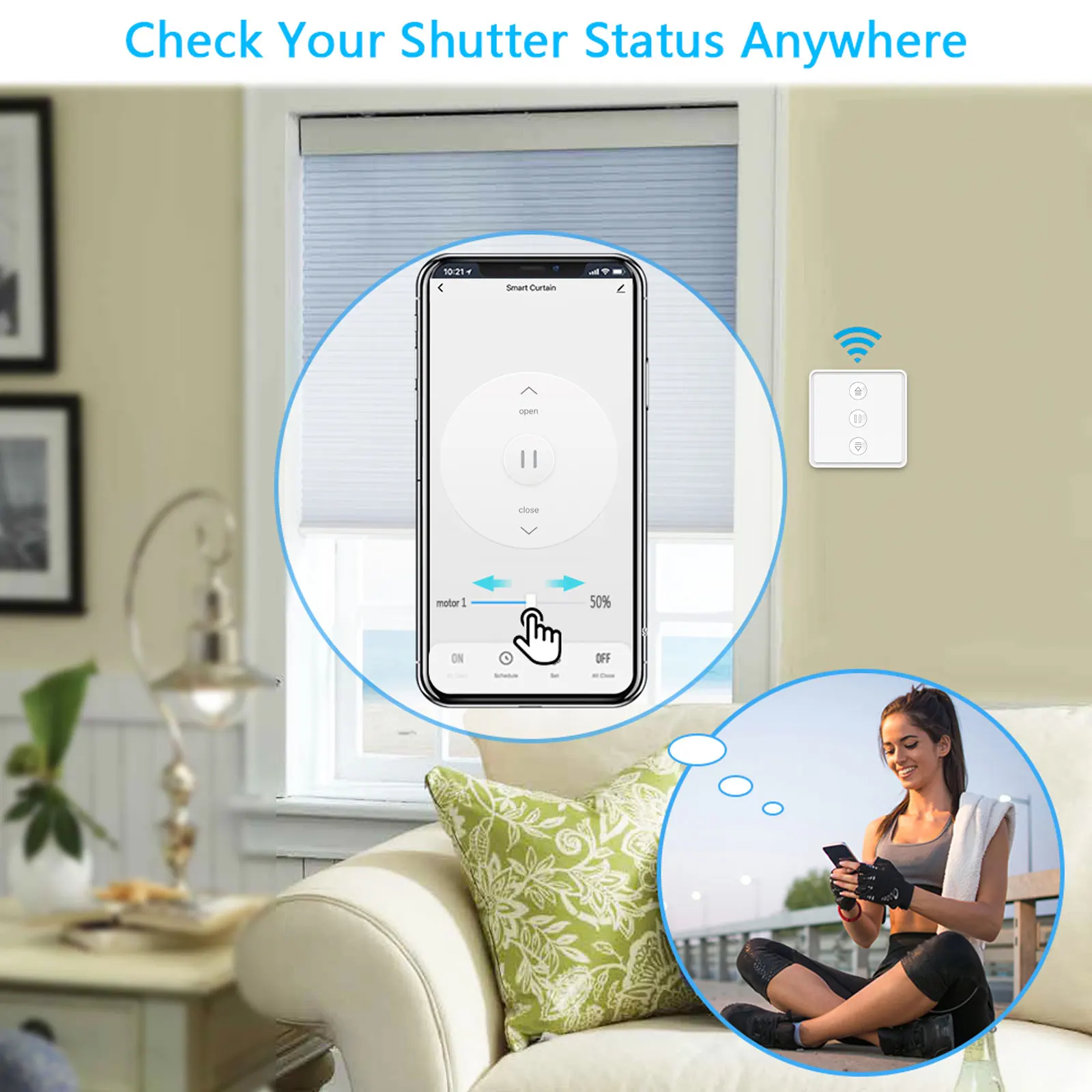 Interruptor de cortina WiFi UE para persianas, persiana enrollable motorizada, aplicación Tuya, temporizador, Google Home, Alexa, Echo, Control por voz, automatización del hogar