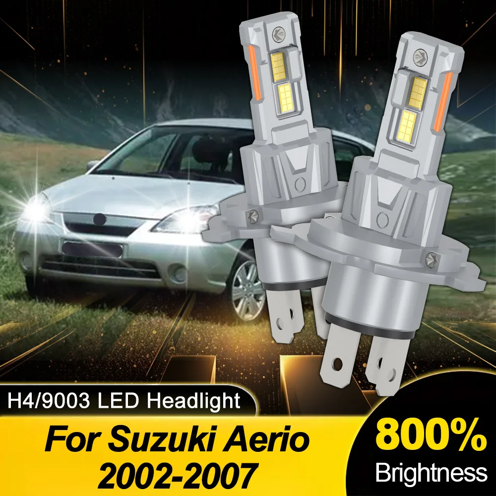 

2PCS Auto Front Lamp H4 Canbus LED Headlight Bulb 6000K Super White 40000LM 12V For Suzuki Aerio 2002 2003 2004 2005 2006 2007