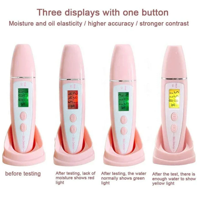 Analisador de pele digital lcd, detector preciso, testador de umidade de óleo de pele para cuidados com a pele do rosto com sensor de biotecnologia, monitor de spa