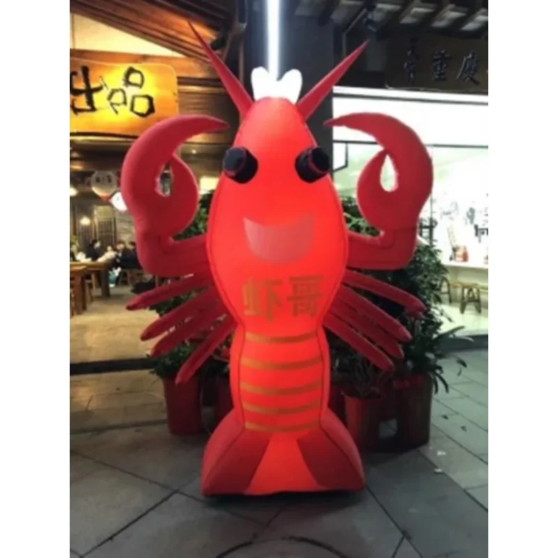 Customized inflatable lobster model, arch, glowing balloon, luminous lobster in the night