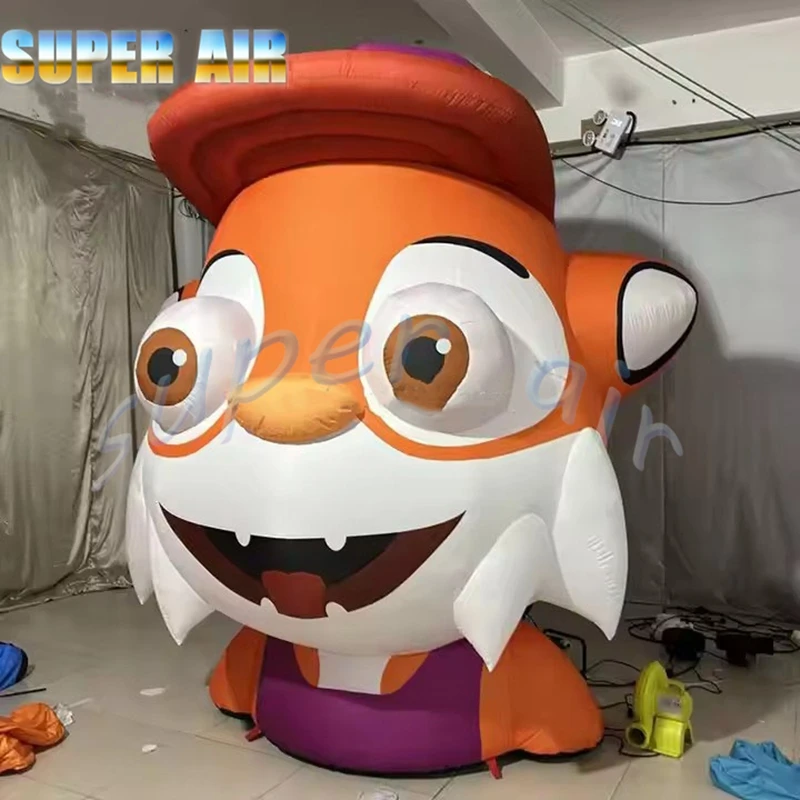 Modèle de mascotte de dessin animé publicitaire, renard gonflable pour commerce avec souffleur d'air