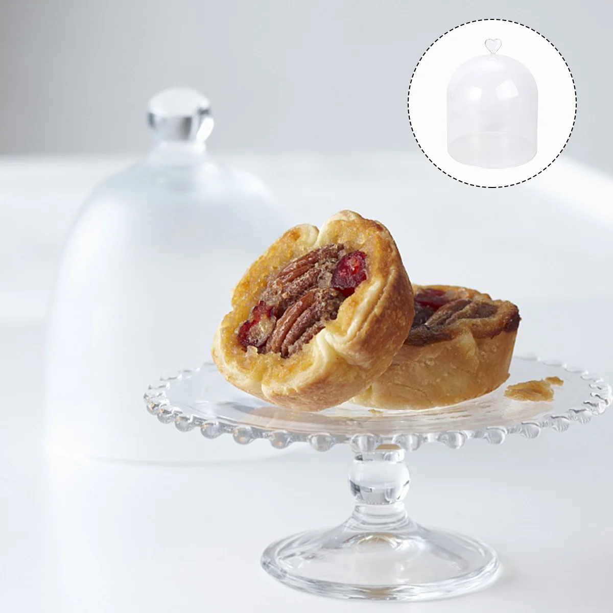 

Glass Heart Cake Display Cover Transparent Food Hood Suitable for Dessert Pizza Fresh Keeping Glass Cover