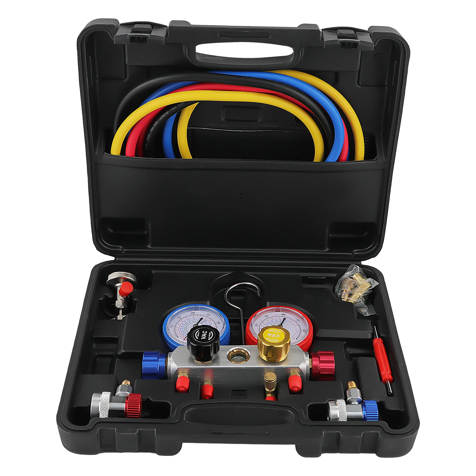 4 Way Manifold Gauge Air Conditioning Diagnostic Freon Charging Set  for R12, R22, R134A, R410A refrigerants