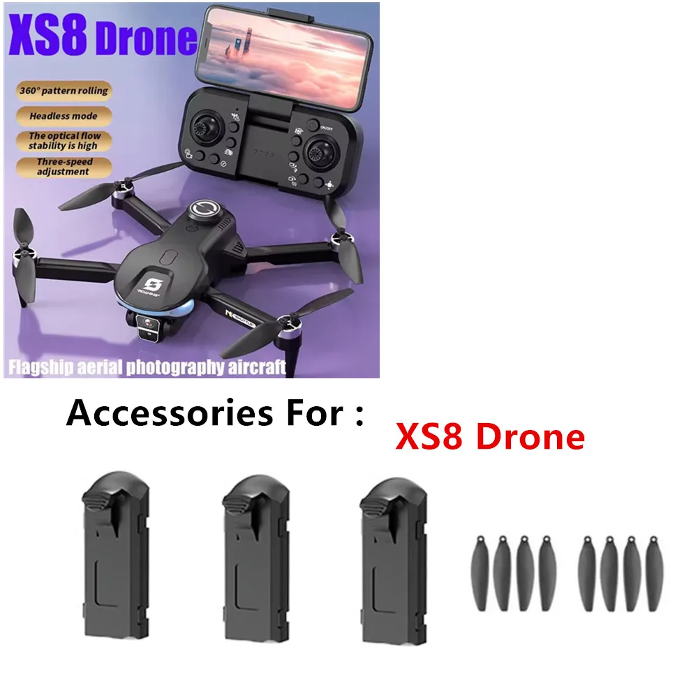 XS8 Drone Battery 3.7V 1800mAh / Propeller Maple Leaf / Use For XS8 Drone Original Accessories XS8 Drone Parts