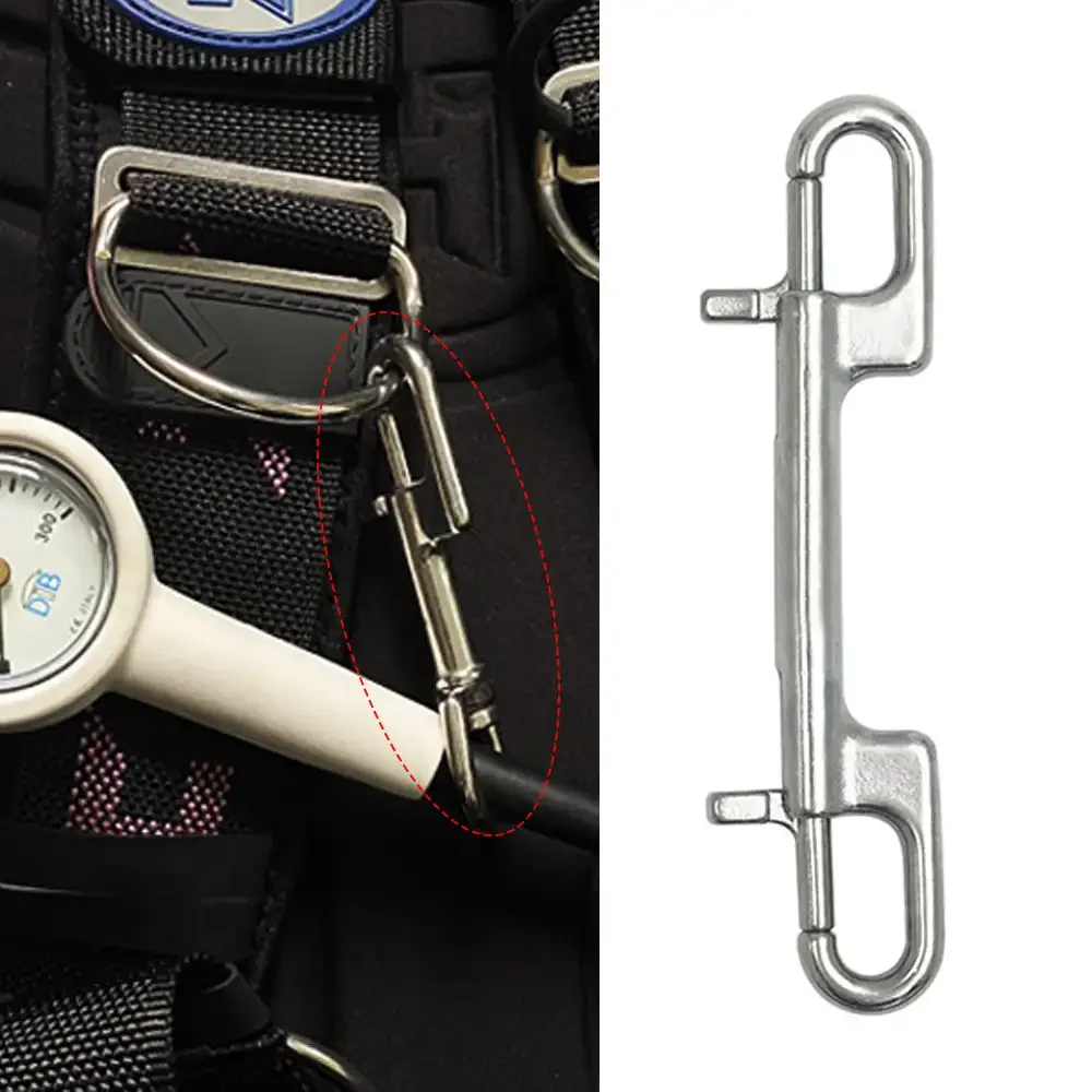 1PC 316 Stainless Steel Swivel Eye Bolt Spring Snap Hook Double Head Hook Marine Diving D Ring Snap Hooks With Swivel