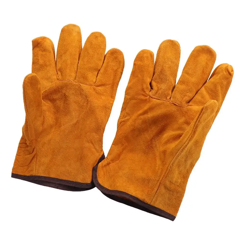 1 Pair Durable Fireproof Welding Gloves Anti-Heat Cow Leather Work Safety Glove Wear Resistant Antiskid Welder Gloves Welding
