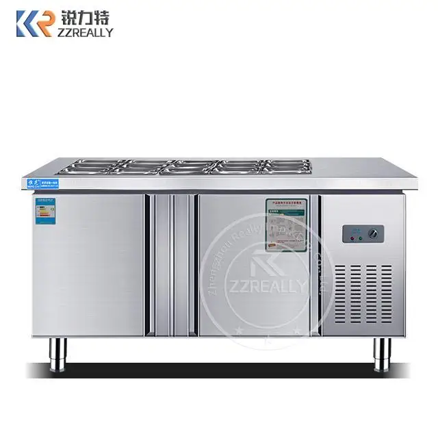 Commercial Use Pizza Working Table Counter Refrigeration Equipment Salad Bar Counter Table Chiller With 2 Door