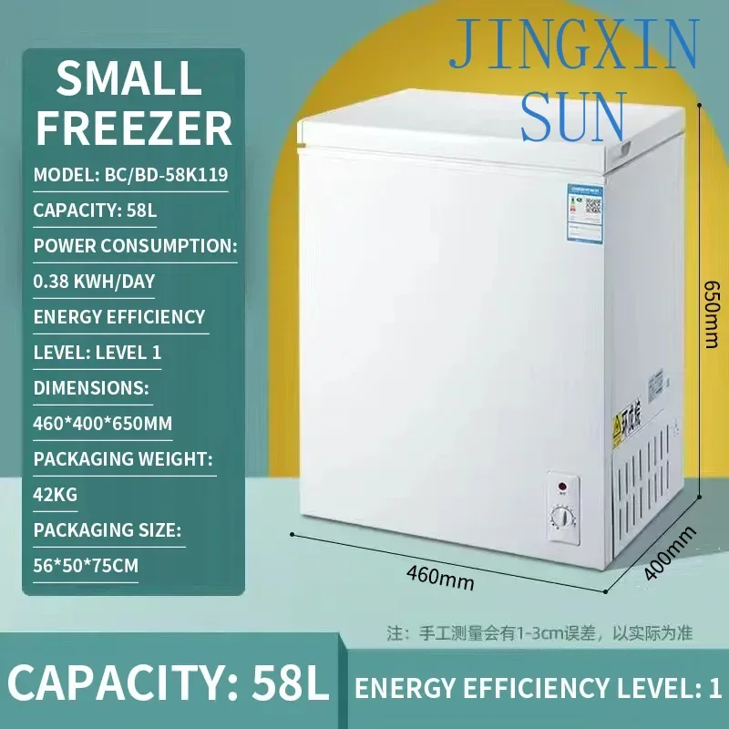 58L/72L Small Freezer, Energy Saving Chest Deep Freezer with 6 Level Adjustable Thermostat, Top Opening Compact Freezer