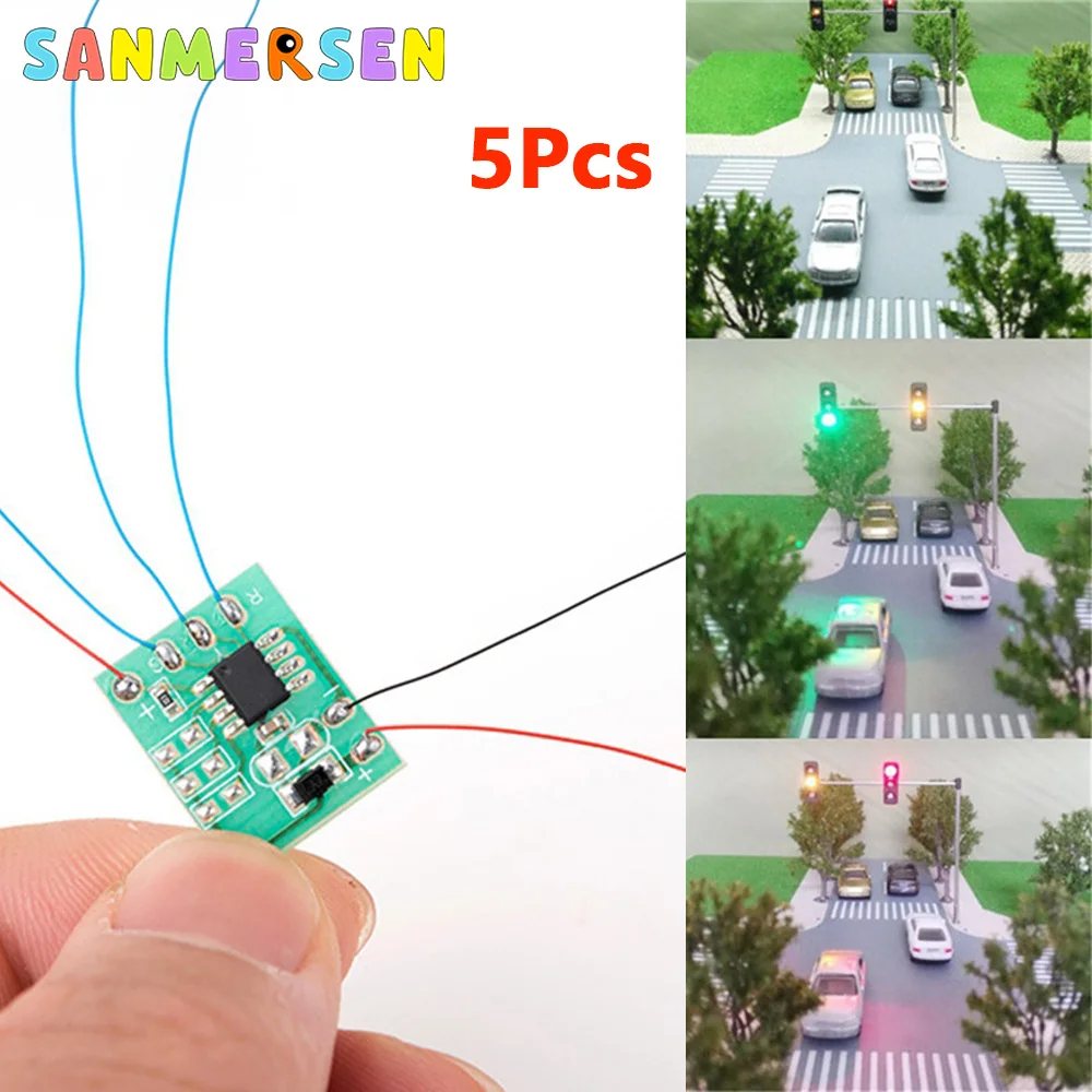 

5Pcs Model Railroad Traffic Signal Light Controller Circuit Board HO N Scale Controller Panel for DIY Sand Table Railway Model