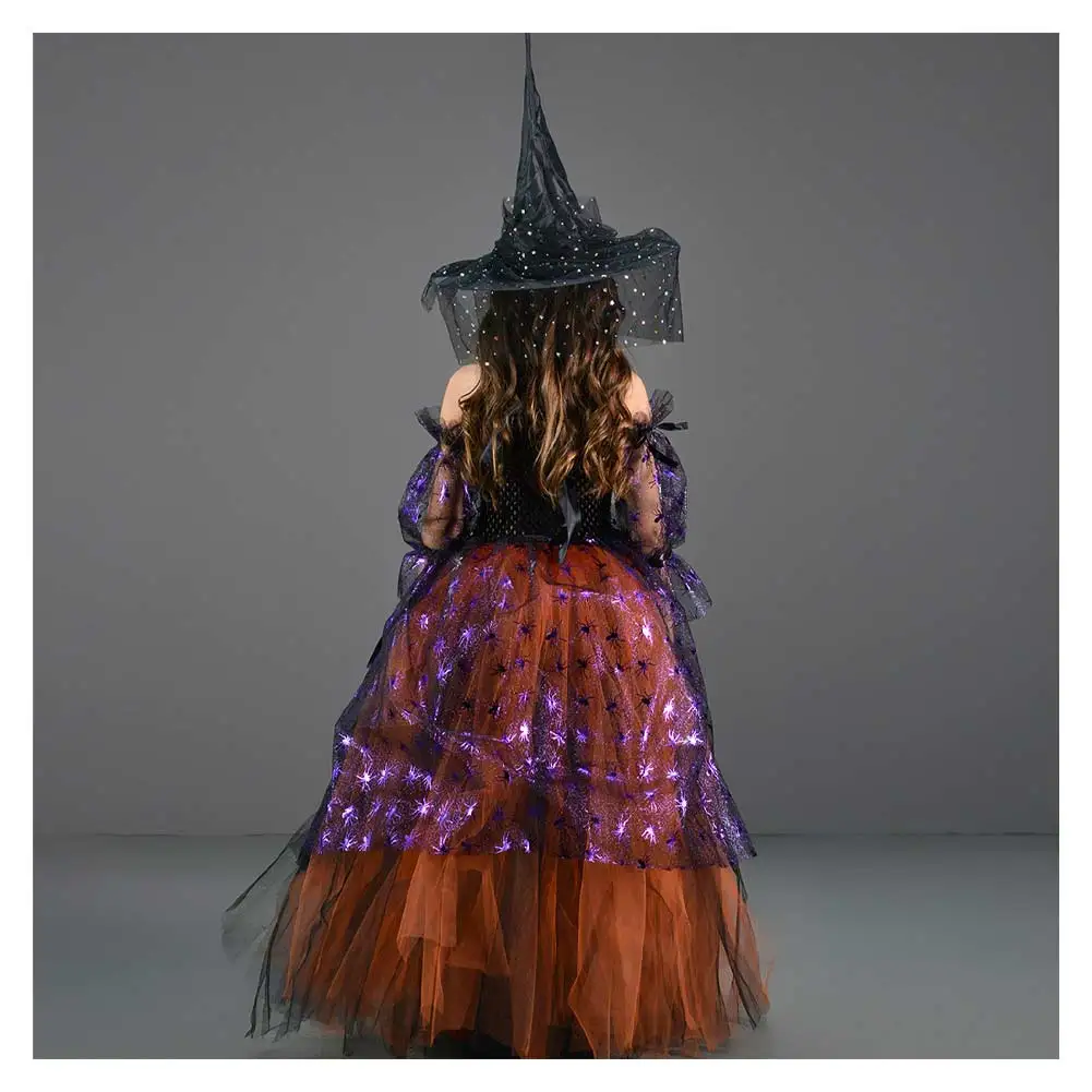 Children Kids Witch Cosplay Stage Performance Dress Hat Girls Child Clothing Costume Outfits Halloween Carnival Party Suit