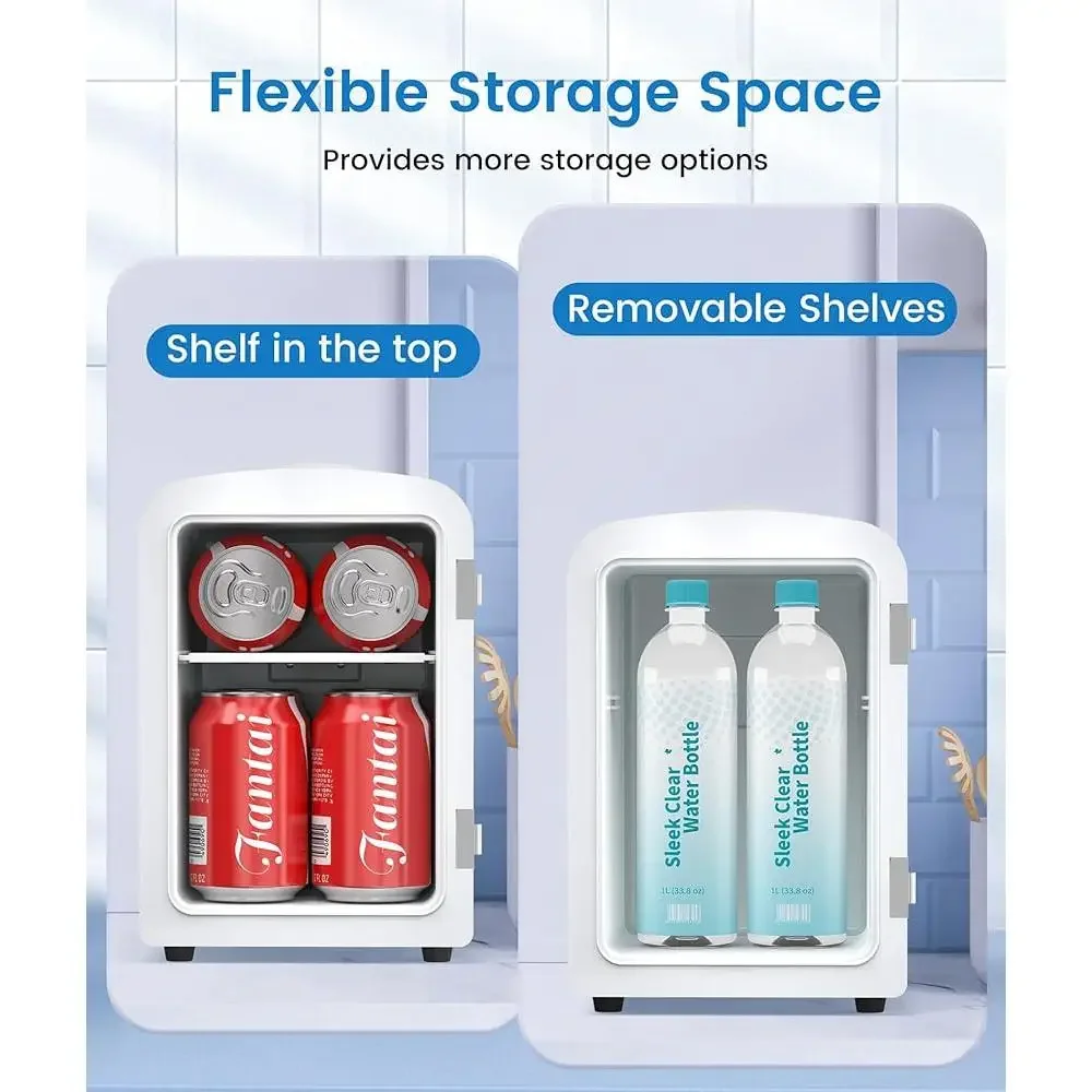 Mini Refrigerator with LED Makeup Mirror 4L Cosmetics Cooler Skincare Breast Milk Medications Portable Solution