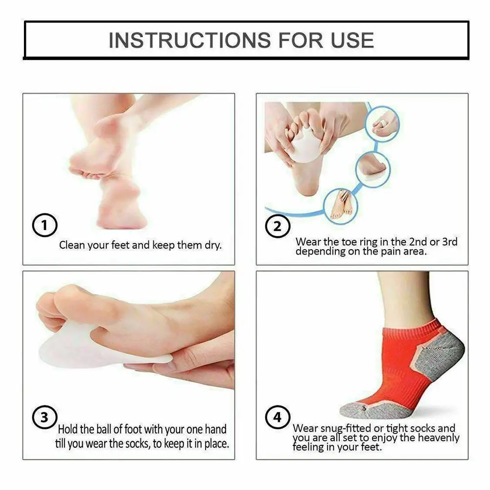 2Pcs Gel Pad For Sensitive Feet Silicone Gel Metatarsal Pads For Shoes Sore Ball Foot Care Tool Feet Pain Shoes Forefoot