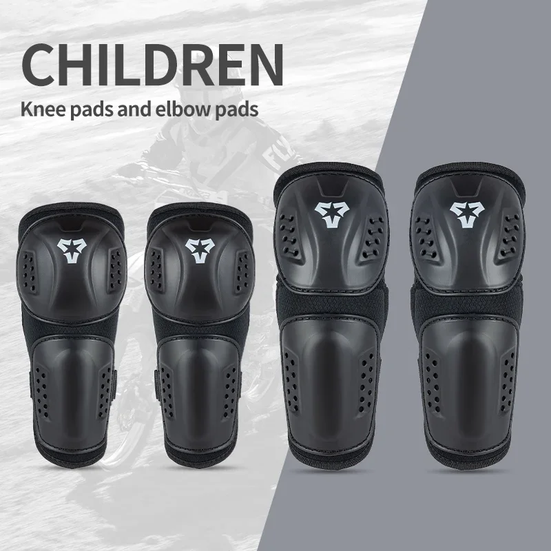 

Multi-Sport Kids Protection Set - 4-PC Knee Elbow Pads for Skateboarding, Balance Bike, Roller Skating & Motorcycle Activities