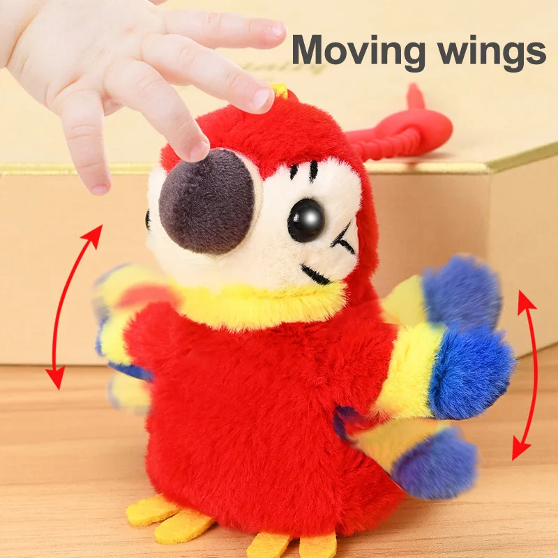 سلسلة مفاتيح ببغاء كهربائية لطيفة للأطفال ، لعبة قطيفة ، حقيبة ، صياح ، جناح متحرك ، طائر ، محاكاة محشوة ، حيوانات أليفة #4