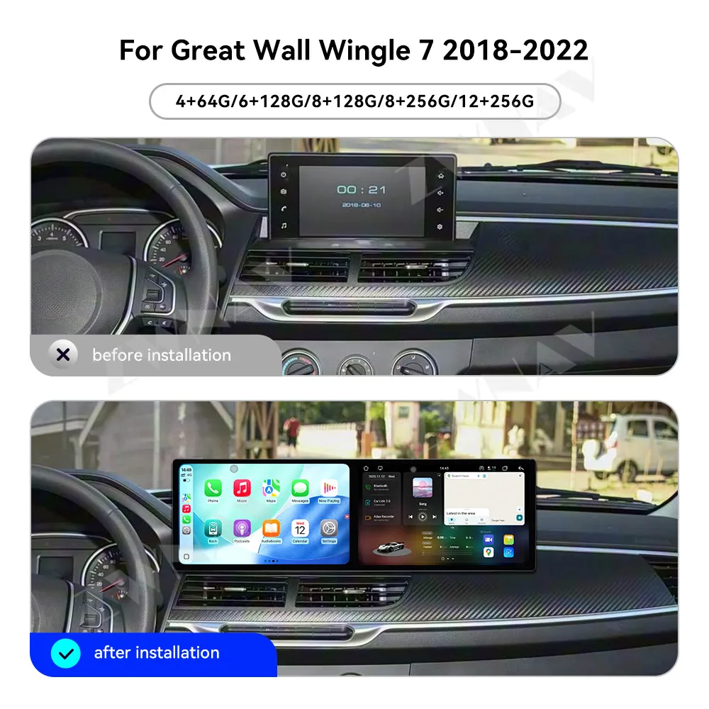 Popular Dual 10.1’’ Android 15 For Great Wall Wingle 7 2018-2022 Car Radio GPS Navigation CarPlay HD Screen Multimedia Player