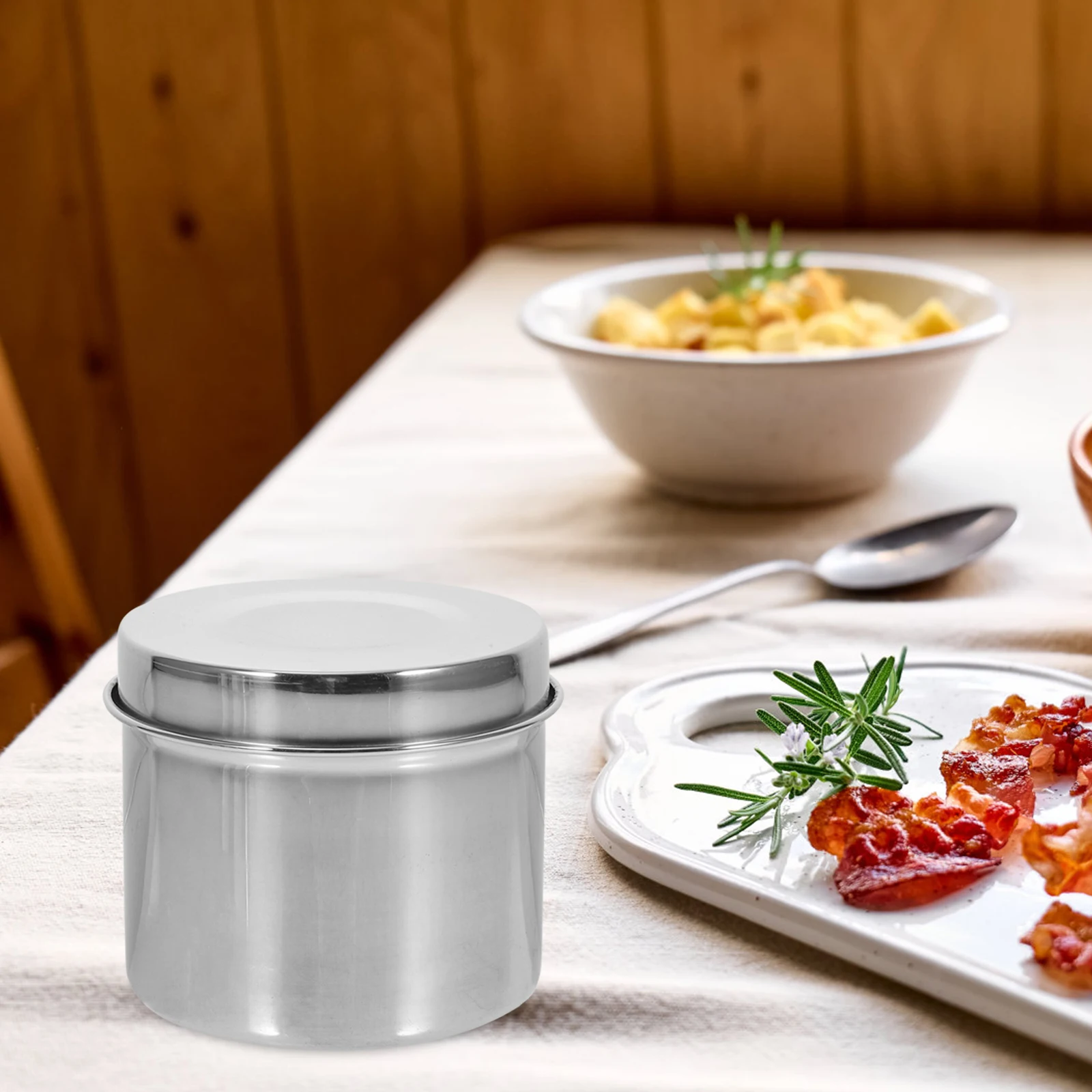 

4Pcs Sample Boxes Stainless Steel 8CM Cylinder 350ML Airtight Food Storage Containers School Canteen Lab Use Safe Reliable