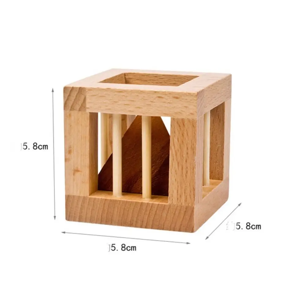 Ontgrendel Houten Brain Teaser Puzzelkooi Luban Lock Teaser Puzzel 3D Ontgrendel 3D Driehoek Ontgrendel Kooi Uit elkaar Driehoek Luban Lock